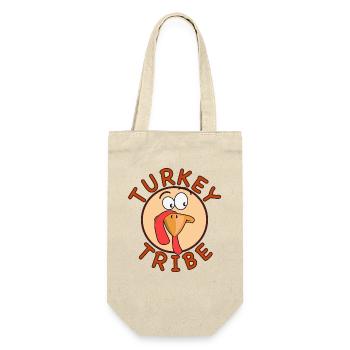 Turkey Tribe – Fun Thanksgiving - Gift Bag for Bottles - nature - Front
