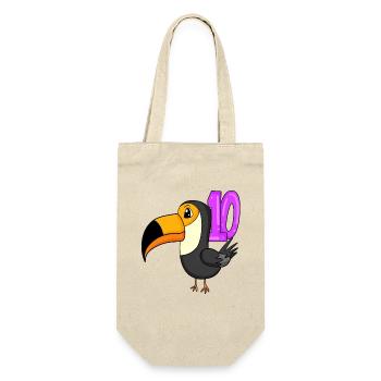 10th Birthday Motif Toucans - Ten - 10 Years - Gift Bag for Bottles - nature - Front