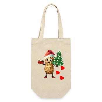 Erdnuss herzlich Weihnachten Grüße Chrismas Xmas - Geschenkbeutel für Flaschen - Natur - Vorne