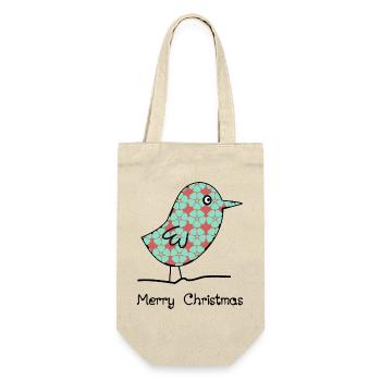 WEIHNACHTEN. FROHE WEIHNACHTEN. FROHE WEIHNACHTEN. WEIHNACHTSMANN - Geschenkbeutel für Flaschen - Natur - Vorne