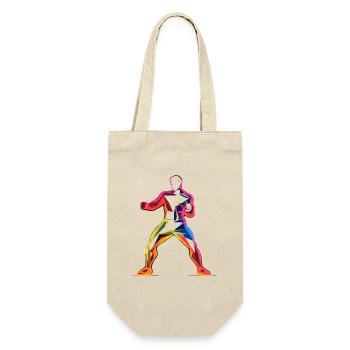 Kickboxer Cartoon Stil - Geschenkbeutel für Flaschen - Natur - Vorne