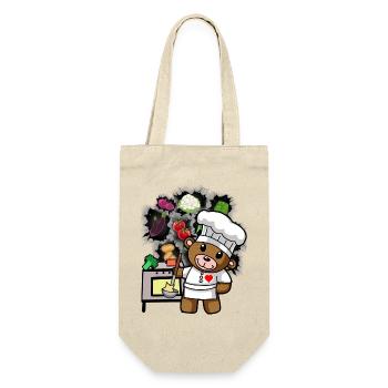 ours en peluche, cuisinier, chef, cuisinier, cuisinier, cuisinier, légumes - Sac à bouteille - nature - Devant
