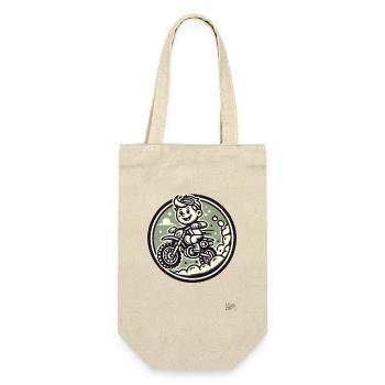 Lustiger kleiner Motocross-Junge - Geschenkbeutel für Flaschen - Natur - Vorne