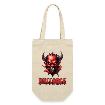 Mallorca mit Red Devil - Geschenkbeutel für Flaschen - Natur - Vorne