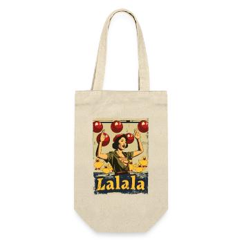 Asiatische Gummiente Lied Lalala - Geschenkbeutel für Flaschen - Natur - Vorne