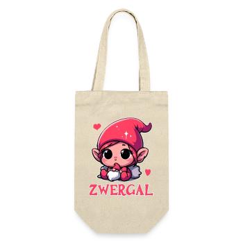 Zwergal - Süßes Design mit Baby-Zwerg - Geschenkbeutel für Flaschen - Natur - Vorne