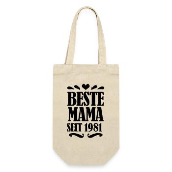 Beste Mama seit 1981 - Beste Mutter seit 1981 - Geschenkbeutel für Flaschen - Natur - Vorne