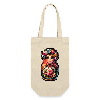 Russian Girl Matryoshka Moscow with Sunglasses - Gift Bag for Bottles - nature - Front