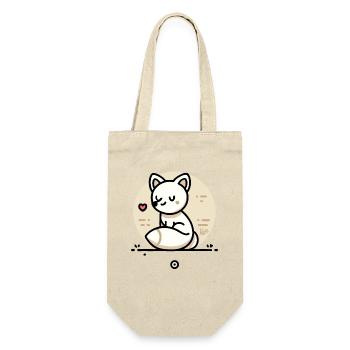 Der freundliche Liebe Fuchs mit Herz - Geschenkbeutel für Flaschen - Natur - Vorne