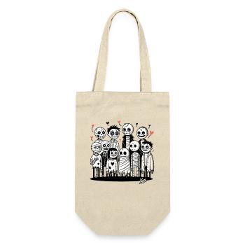 Liebevolle Zombie-Familie mit Liebe - Geschenkbeutel für Flaschen - Natur - Vorne