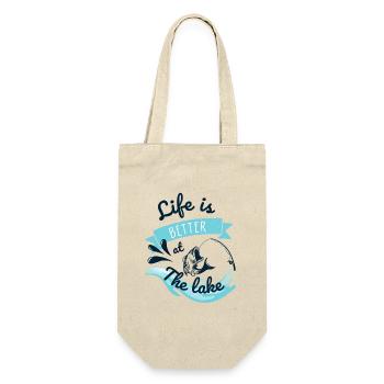 Leben Am See – Angeln - Geschenkbeutel für Flaschen - Natur - Vorne