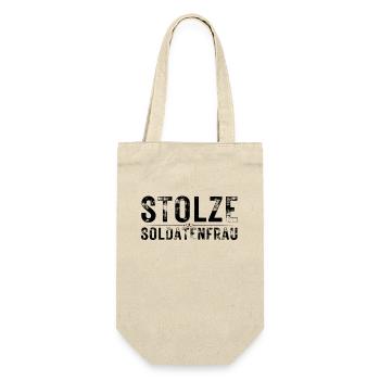 Stolze Soldatenfrau Armee Ehefrau Millitär - Geschenkbeutel für Flaschen - Natur - Vorne