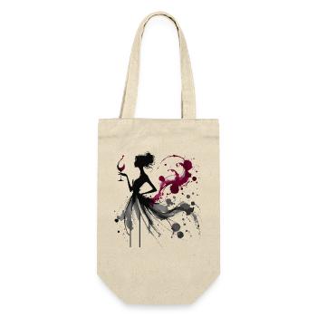 Elegante Weinliebhaber Silhouette Kunst - Geschenkbeutel für Flaschen - Natur - Vorne