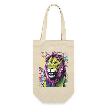 Colorful Abstract Lion Bold Vibrant Wildlife Art - Gift Bag for Bottles - nature - Front