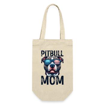 Pitbull Mom Patriotic Lustiges 4th of July - Geschenkbeutel für Flaschen - Natur - Vorne