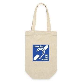 Gehörlos Logo Hörgeschädigt Taub Schwerhörig - Geschenkbeutel für Flaschen - Natur - Vorne