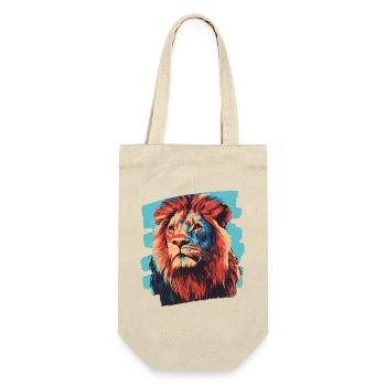 Löwe Retro - Geschenkbeutel für Flaschen - Natur - Vorne