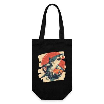 Haifisch Retro - Geschenkbeutel für Flaschen - Schwarz - Vorne