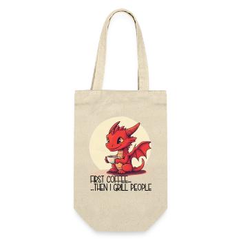 First Coffee Then We Grill People – Baby Dragon - Gift Bag for Bottles - nature - Front