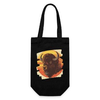 Bison Retro - Geschenkbeutel für Flaschen - Schwarz - Vorne