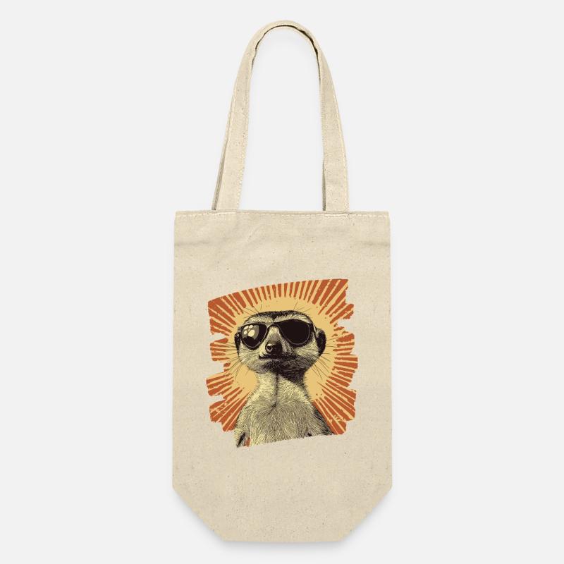 Erdmännchen Retro - Geschenkbeutel für Flaschen - Natur