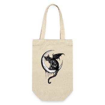 Gothique Noir Chat Chauve-souris Ailes Croissant de Lune Sombre - Sac à bouteille - nature - Devant