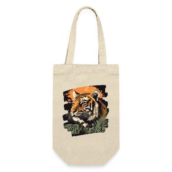 Tiger Retro - Geschenkbeutel für Flaschen - Natur - Vorne