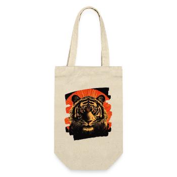 Tiger Retro - Geschenkbeutel für Flaschen - Natur - Vorne