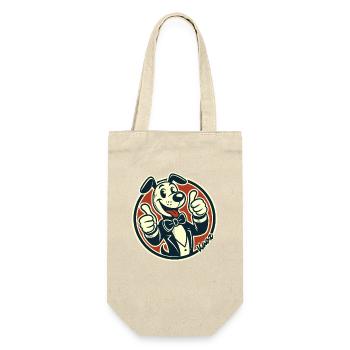 Lustiger Retro Hund Daumen Hoch - Geschenkbeutel für Flaschen - Natur - Vorne