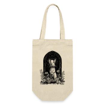 Boho Hase Bohemian Hasenmotiv Frühling Cottagecore - Geschenkbeutel für Flaschen - Natur - Vorne