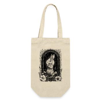 Bohemian Boho Hase Hasenmotiv Frühling Cottagecore - Geschenkbeutel für Flaschen - Natur - Vorne
