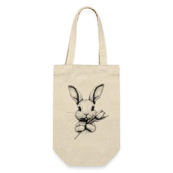 Hase Blume Blumenhase Cottagecore Ostern Frühling - Geschenkbeutel für Flaschen - Natur - Vorne