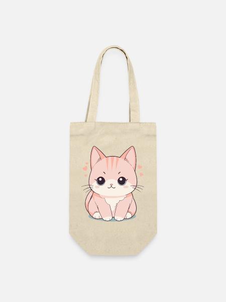 Niedliche Cartoon-Kätzchen-Illustration - Geschenkbeutel für Flaschen - Natur