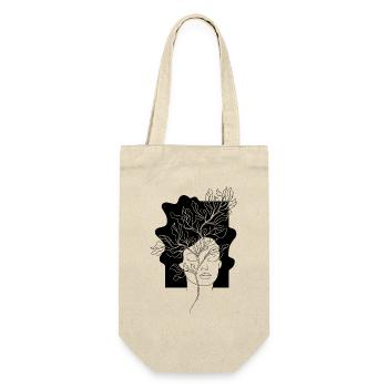 Line Art Blumen Frau Minimalistisch Abstract - Geschenkbeutel für Flaschen - Natur - Vorne