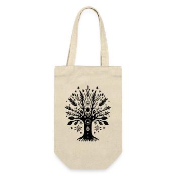 Bohemian Ethno Baum Tribal Natur Boho Geschenk - Geschenkbeutel für Flaschen - Natur - Vorne
