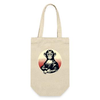 Mona-Affe – Verspieltes Affenmotiv - Geschenkbeutel für Flaschen - Natur - Vorne