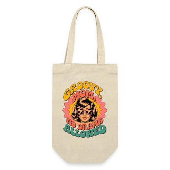 Groovy Mama Hemd | Retro Kein Drama Design - Geschenkbeutel für Flaschen - Natur - Vorne