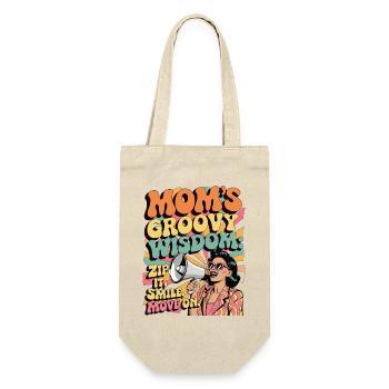 Mamas groovige Weisheit Lustiges Retro-Geschenk - Geschenkbeutel für Flaschen - Natur - Vorne