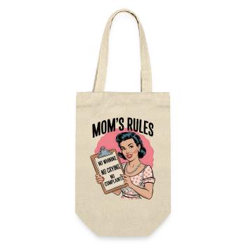Mamas Regeln Shirt | Lustiges Retro-Design - Geschenkbeutel für Flaschen - Natur - Vorne