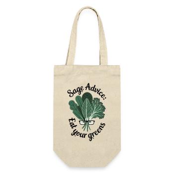 Sage Advice Eat Your Greens Lustiges Geschenk - Geschenkbeutel für Flaschen - Natur - Vorne