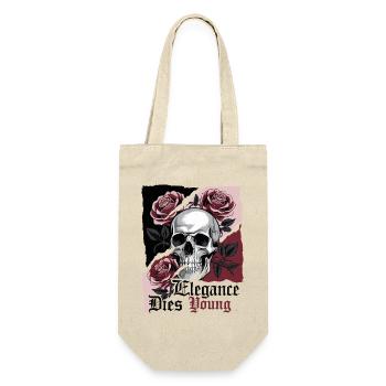 Eleganz stirbt jung Gothic Totenkopf Rose - Geschenkbeutel für Flaschen - Natur - Vorne
