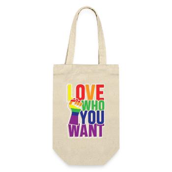 Love who you want - Geschenkbeutel für Flaschen - Natur - Vorne