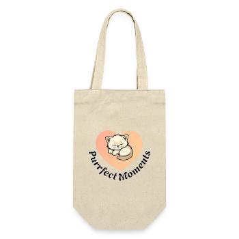 Purrfect Moments Katzenherz Motiv - Geschenkbeutel für Flaschen - Natur - Vorne