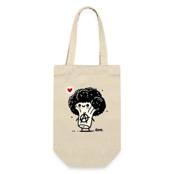 lustiger Gemüse-Anarcho-Brokkoli-Punk - Geschenkbeutel für Flaschen - Natur - Vorne