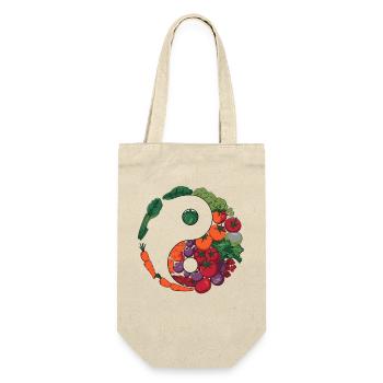 Yin Yang Gemüse Balance Kunst - Geschenkbeutel für Flaschen - Natur - Vorne