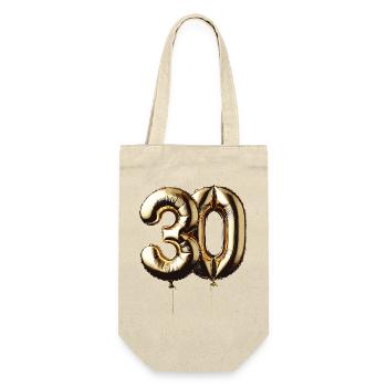 30 Jahre Gold Luftballon Folienballon Geschenk - Geschenkbeutel für Flaschen - Natur - Vorne
