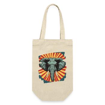 Elefant Retro - Geschenkbeutel für Flaschen - Natur - Vorne