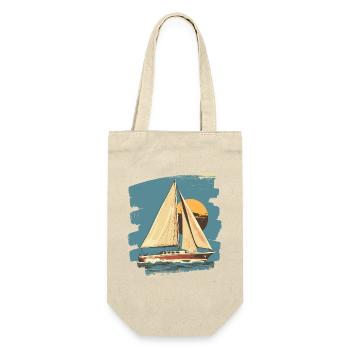 Segelboot - Geschenkbeutel für Flaschen - Natur - Vorne