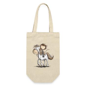 Cheval drôle avec cavalier cheval de dessin animé - Sac à bouteille - nature - Devant