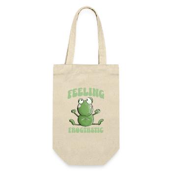 Feeling Frogtastic Yoga Frosch Spruch - Geschenkbeutel für Flaschen - Natur - Vorne